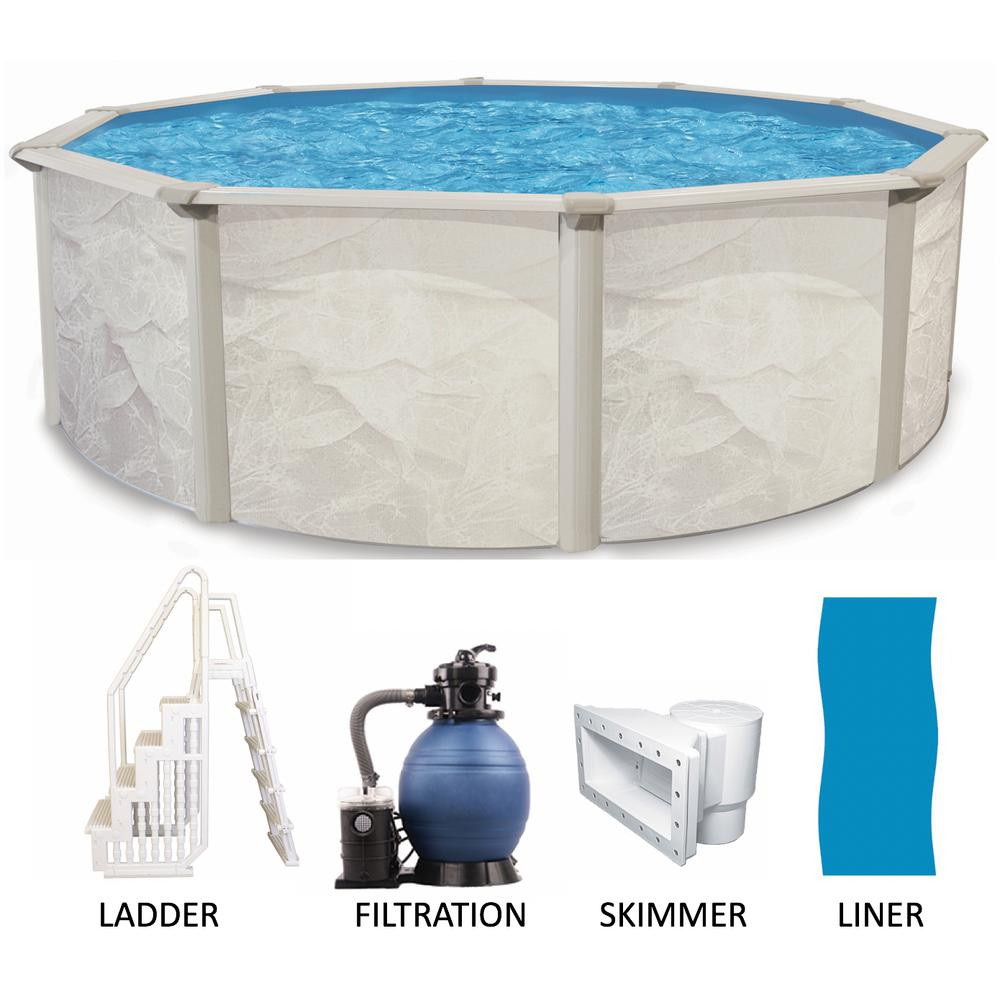 15 Ft Above Ground Pool
 15 ft Round x 52 in Deep Metal Wall Ground Pool
