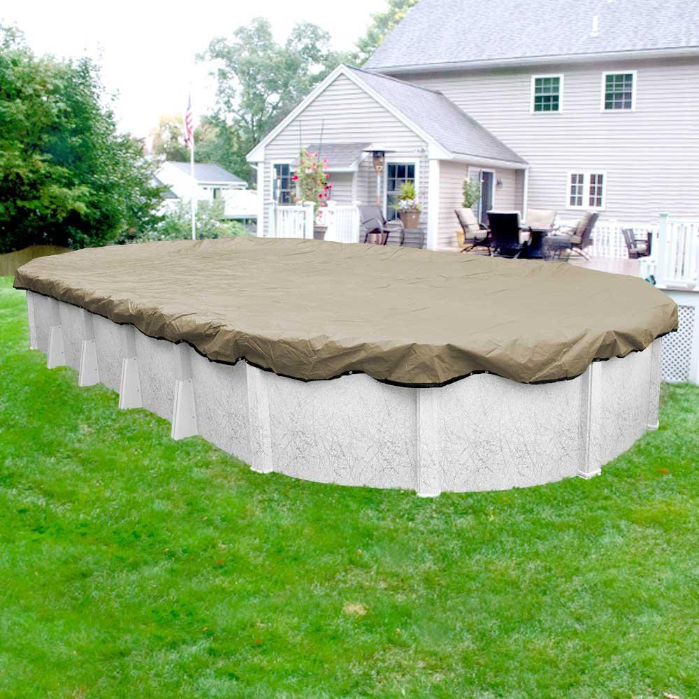 15 Ft Above Ground Pool
 Robelle Premium 15 ft x 30 ft Oval Tan Solid