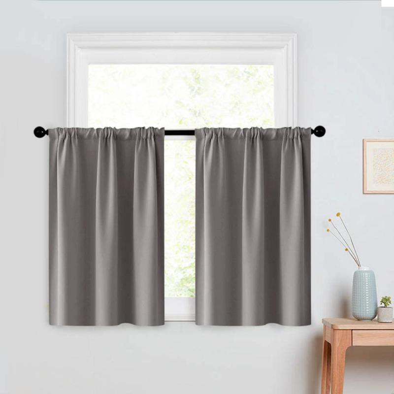 24 Inch Kitchen Curtains
 MRTREES Kitchen Tier Curtains Gray Blackout 24 inch Length