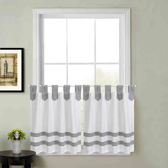 24 Inch Kitchen Curtains
 Acadia Striped 24 Inch Kitchen Window Curtain Tier Pair in
