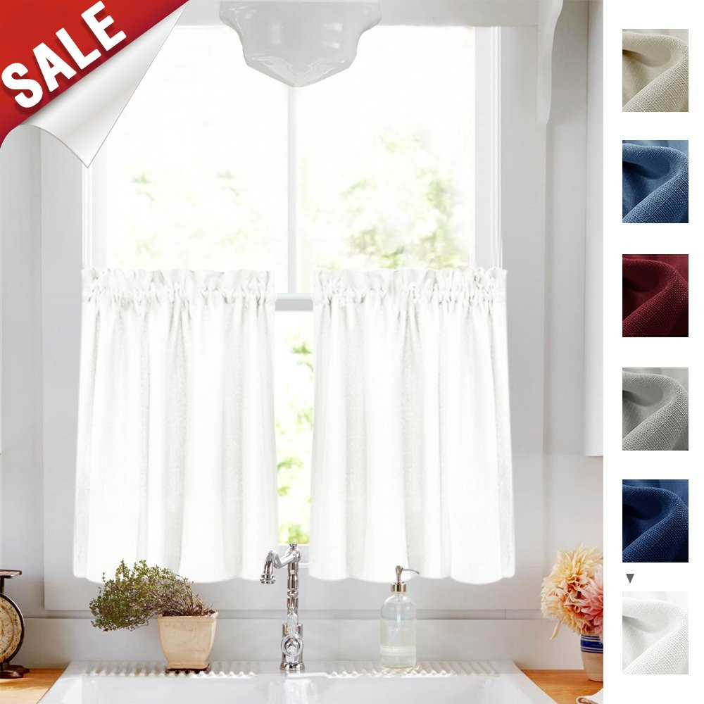24 Inch Kitchen Curtains
 24 inch White Kitchen Tiers Semi Sheer Café Curtains Rod