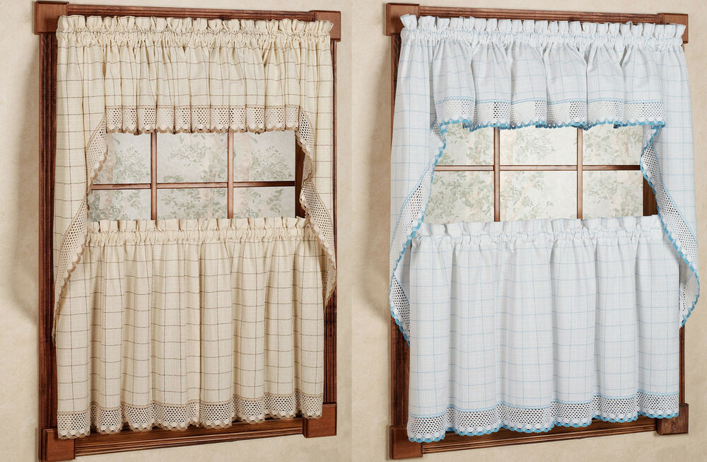 24 Inch Kitchen Curtains
 24" or 36" Set Adirondack Cotton Kitchen Window Curtain