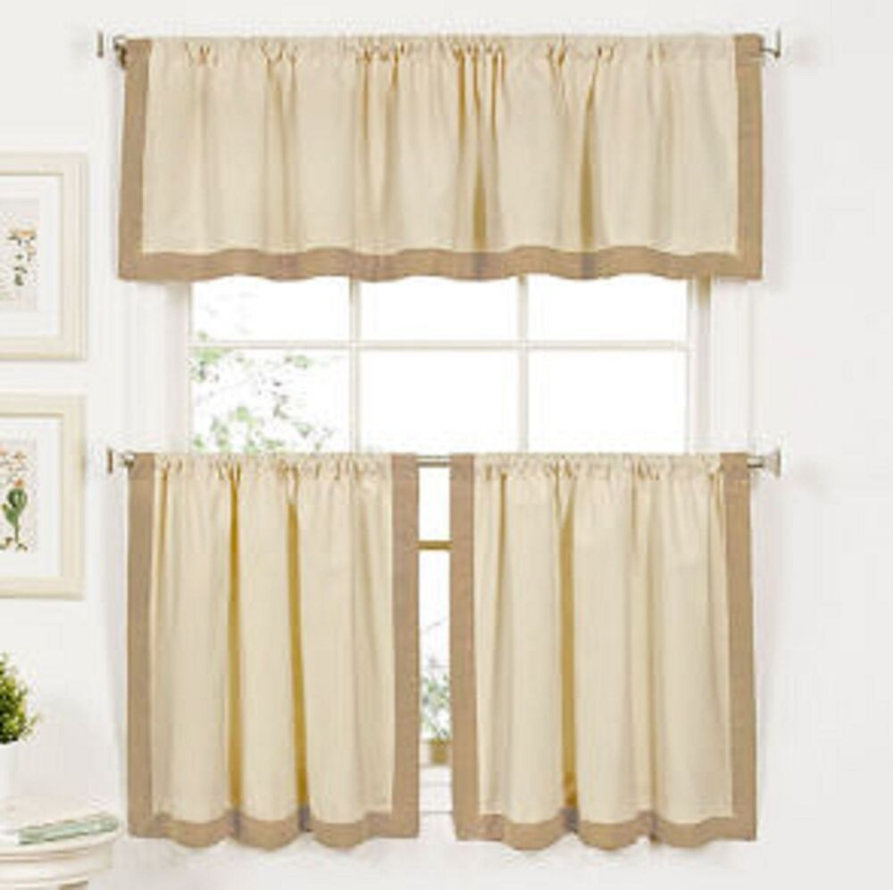 24 Inch Kitchen Curtains
 Wilton Banded Kitchen Curtain 24 inch Tier and Valance Set