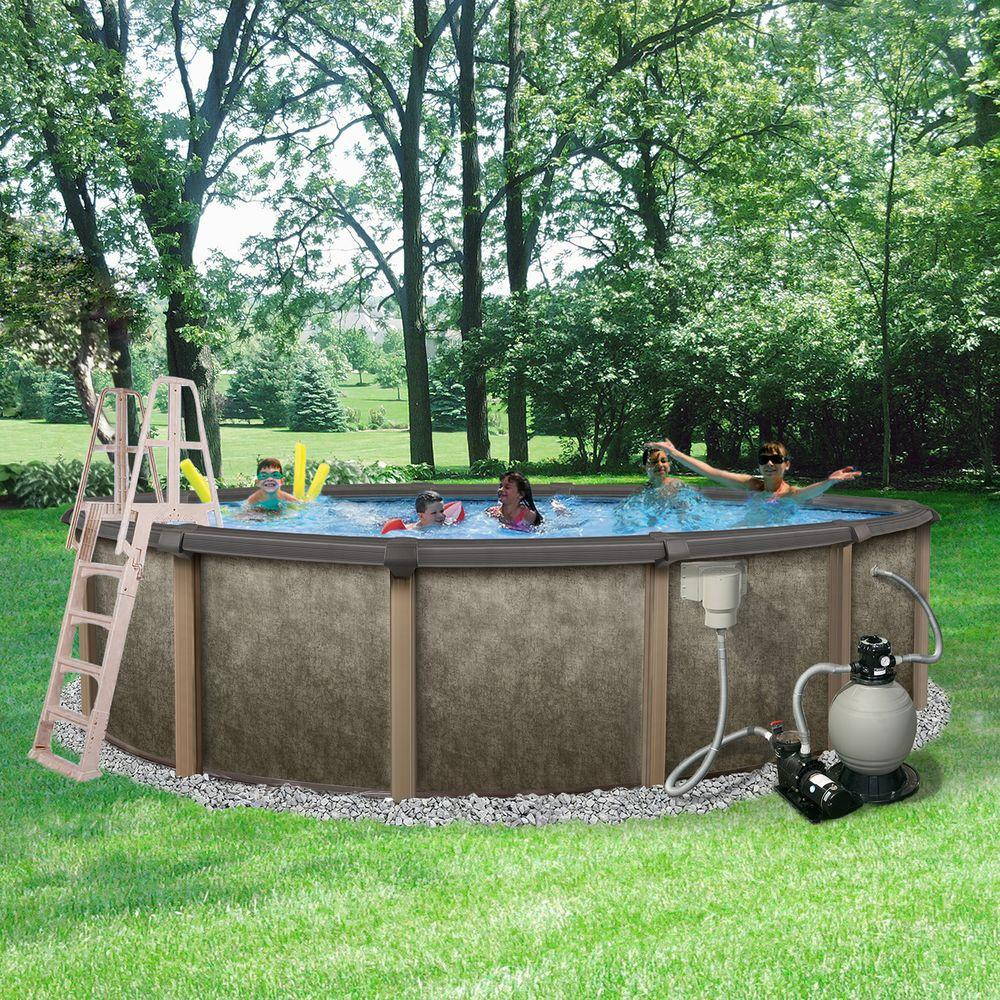 27 Above Ground Pool
 Blue Wave Riviera 27 ft Round x 54 in Deep Metal Wall