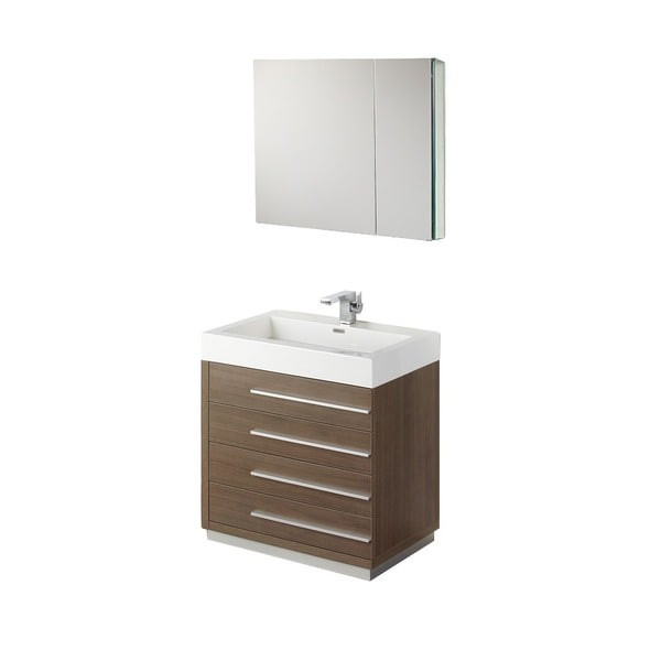 30 Inch Oak Bathroom Vanity
 Shop Fresca Livello 30 inch Grey Oak Bathroom Vanity and
