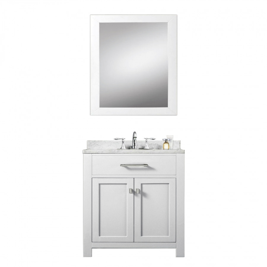 30 Inch White Bathroom Vanity
 30 Inch Single Sink Bathroom Vanity with Carerra White