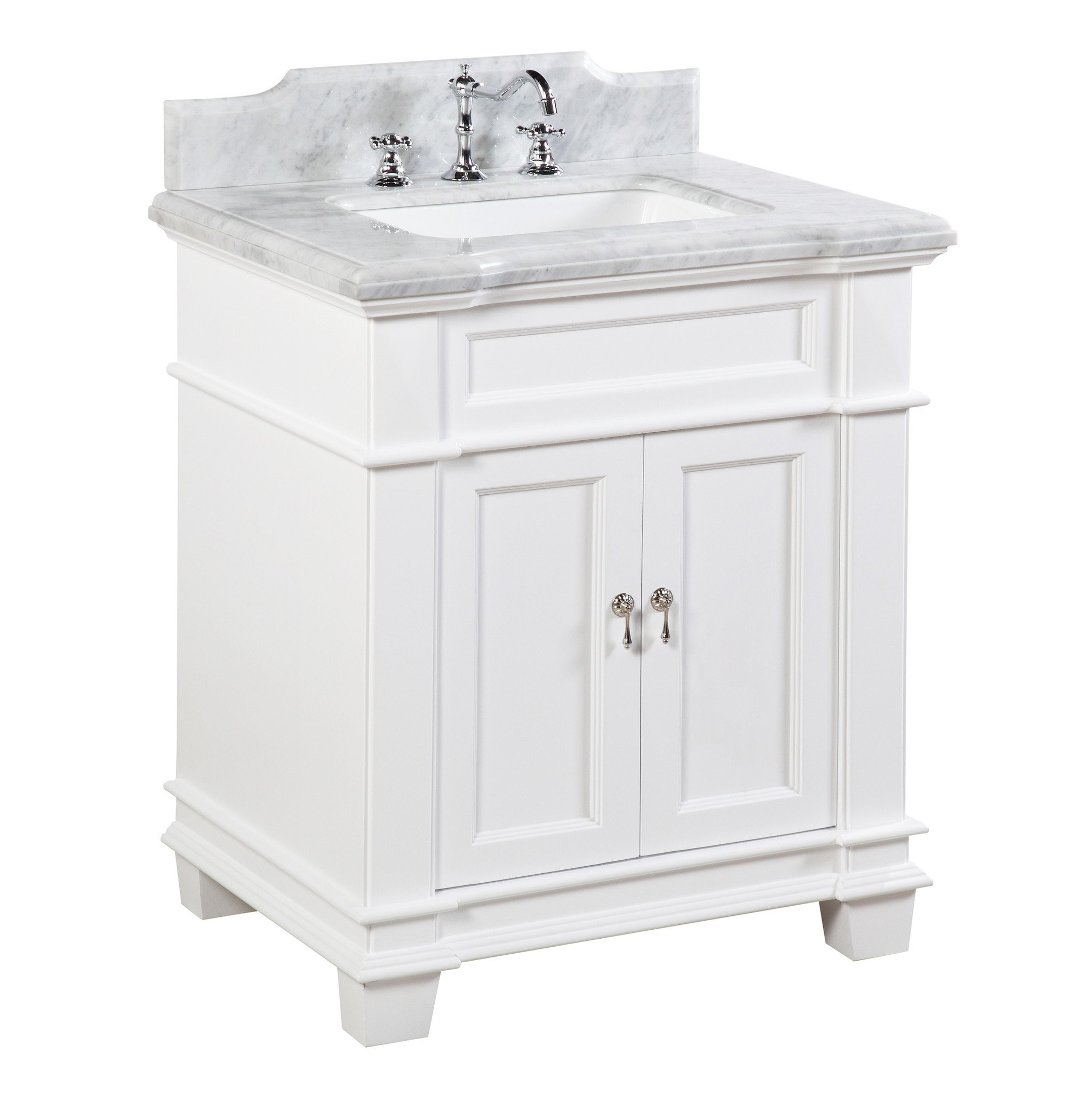 30 Inch White Bathroom Vanity
 Elizabeth 30 inch Vanity Carrara White
