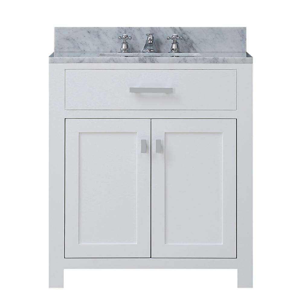 30 Inch White Bathroom Vanity
 Water Creation Madison 30 in Vanity in Modern White with