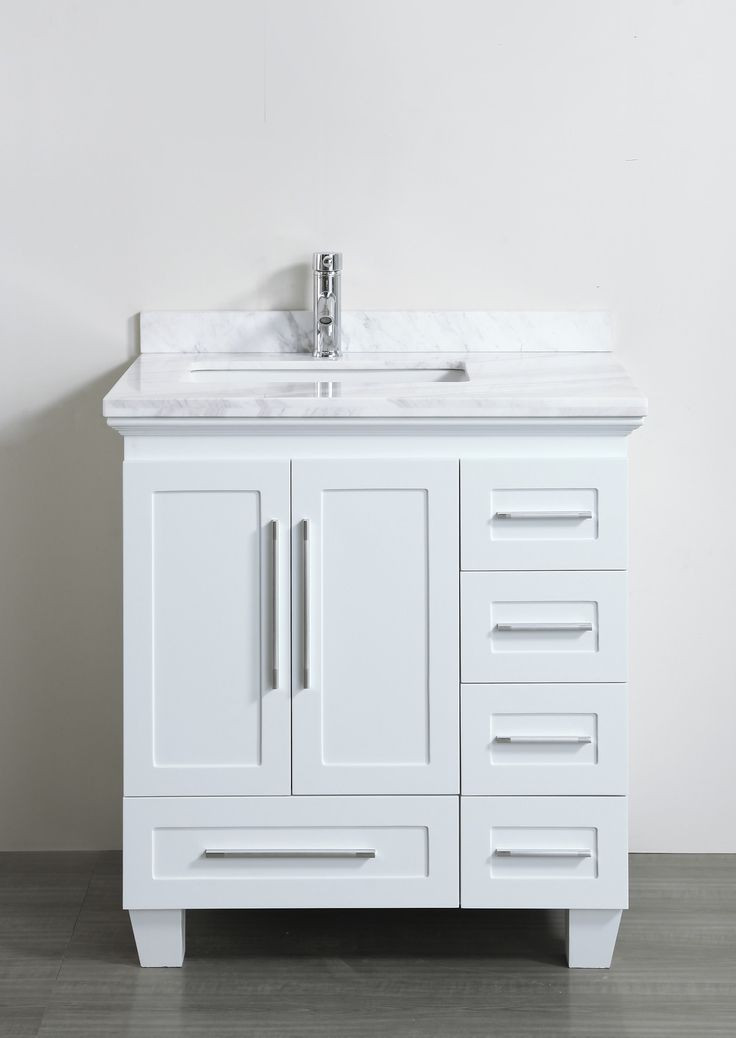 30 Inch White Bathroom Vanity
 Accanto Contemporary 30 inch White Finish Bathroom Vanity