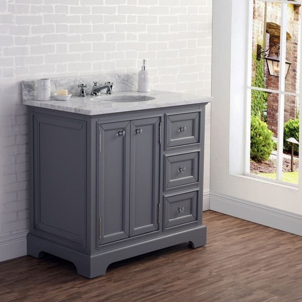 36 In Bathroom Vanity
 Shop 36 Inch Wide Cashmere Grey Single Sink Carrara Marble