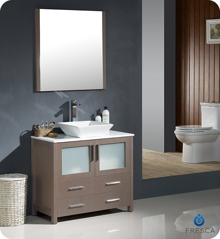 36 Inch Grey Bathroom Vanity
 Fresca FVN6236GO VSL Torino 36 Inch Gray Oak Modern