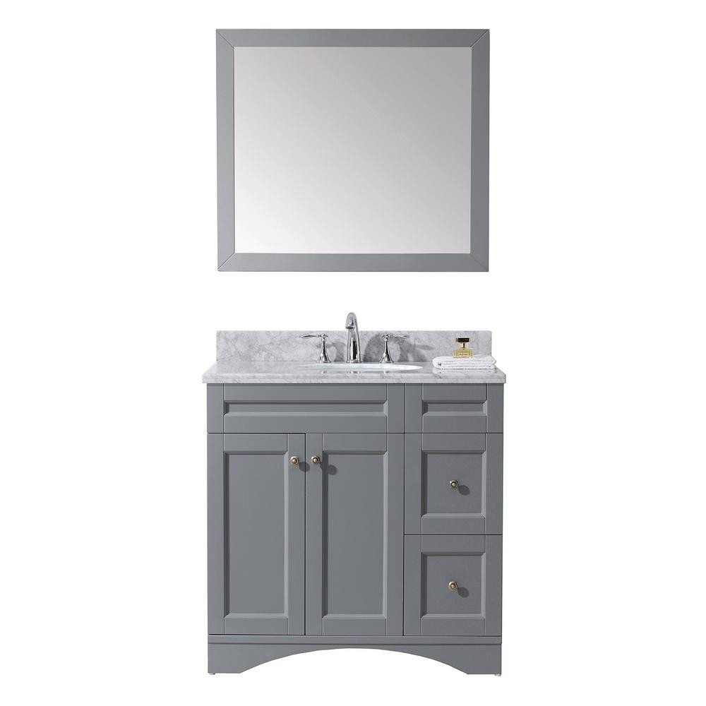 36 Inch Grey Bathroom Vanity
 Virtu USA Elise 36 in W Bath Vanity in Gray with Marble