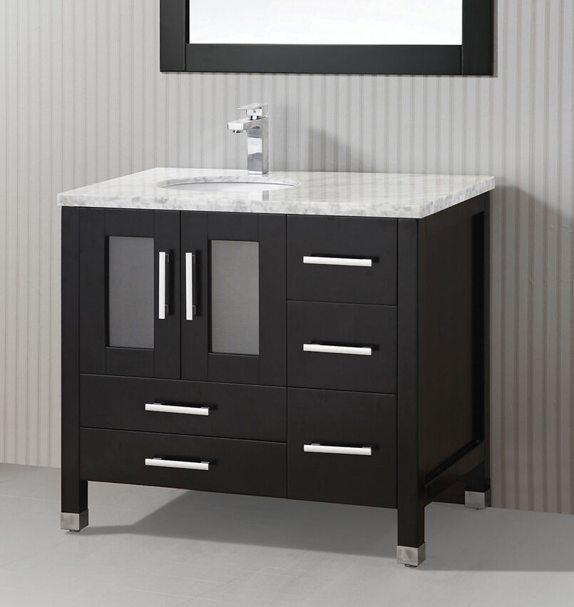 36 Inch Grey Bathroom Vanity
 36 Inch Single Sink Modern Vanity with White Grey Marble