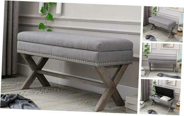 36 Inch Storage Bench
 chairus Fabric Upholstered Storage Entryway Bench Gray 36
