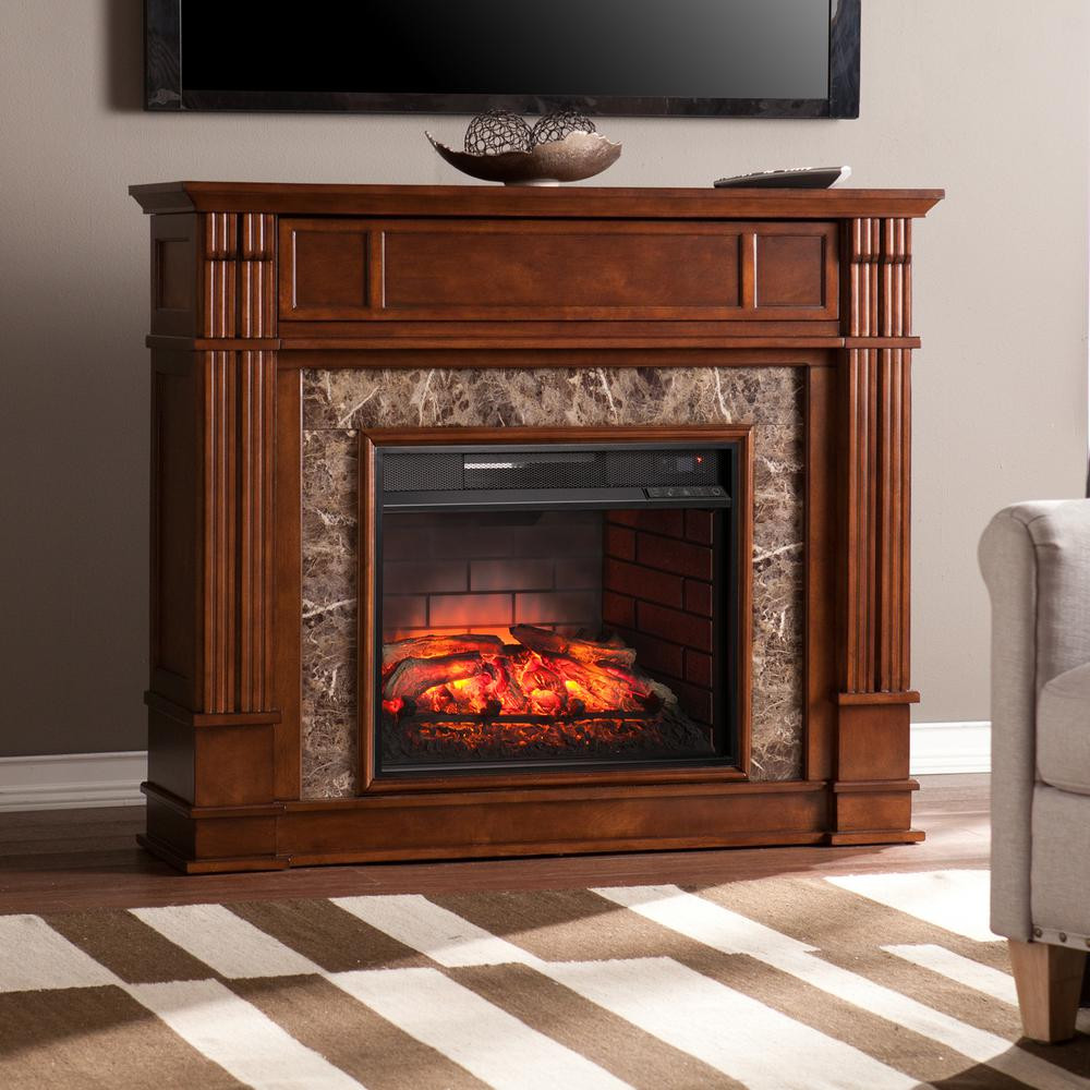 48 Electric Fireplace
 Southern Enterprises Rochester 48 in Faux Stone Infrared