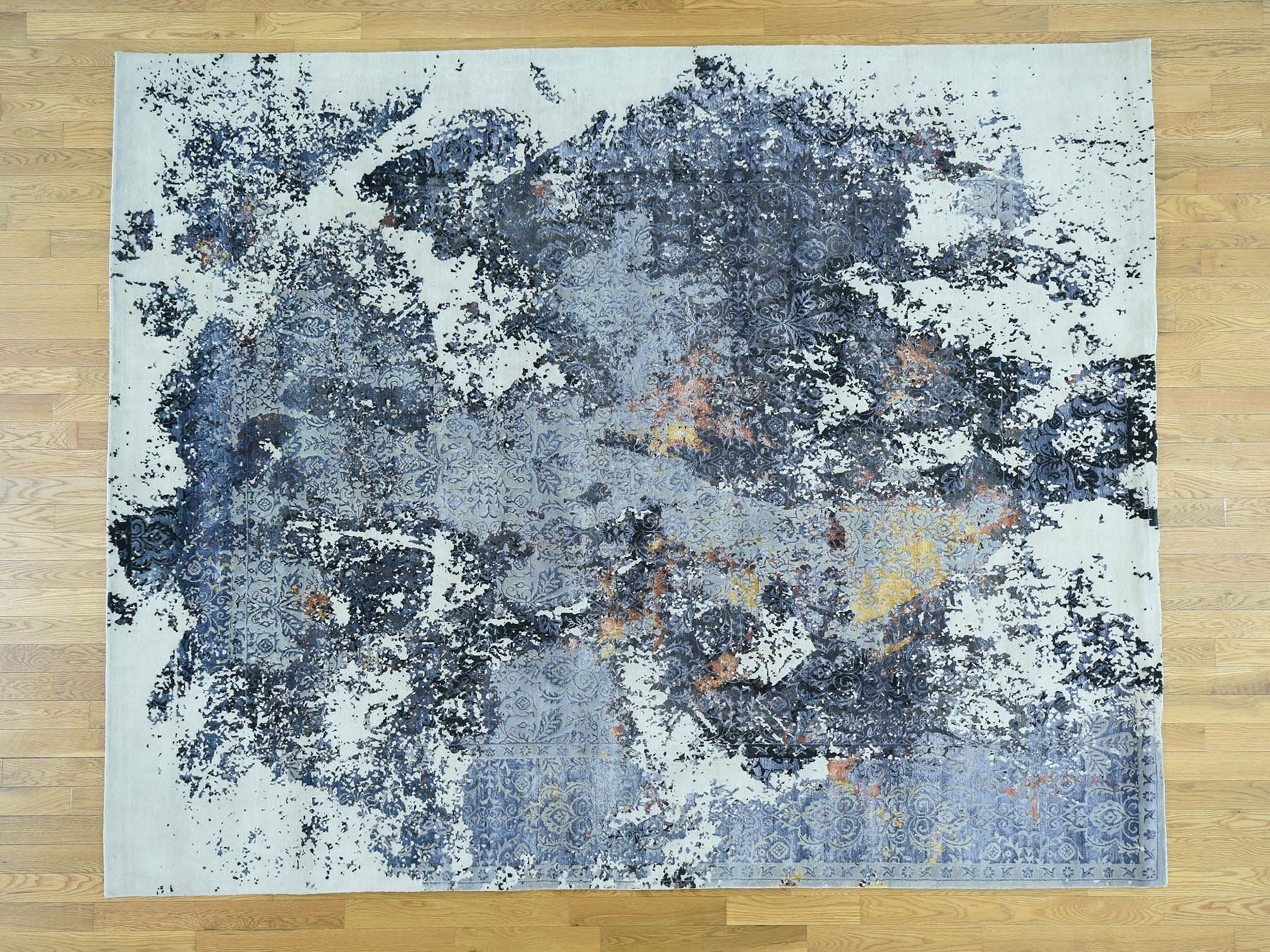 8' By 8' Bathroom Designs
 8 3"x10 3" HandKnotted Wool and Silk Abstract Broken