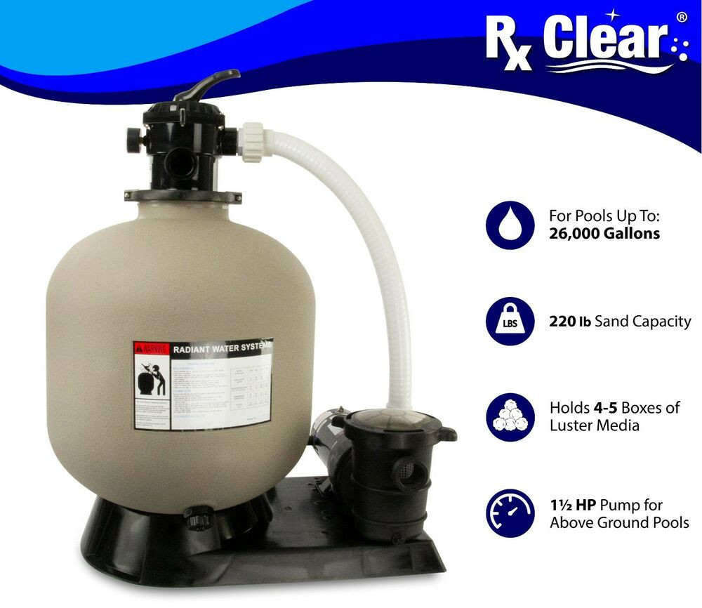 Above Ground Swimming Pool Filters
 Rx Clear™ 22" Inch Ground Swimming Pool Sand Filter
