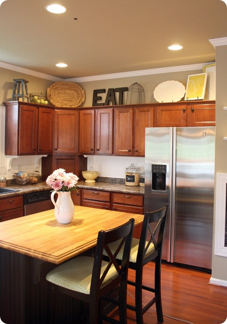 Above Kitchen Cabinet Decorative Accents
 How to Decorate Kitchen Cabinets from Thrifty Decor