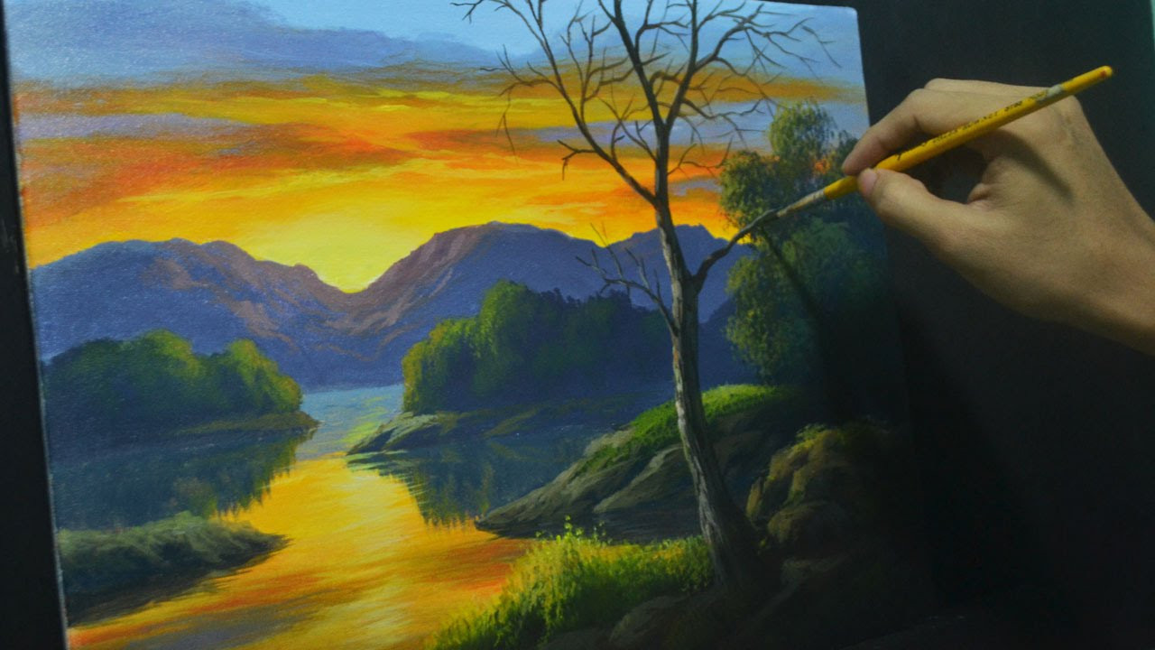 Acrylic Painting Landscape
 Acrylic Landscape Painting Lesson How to Paint Sunset