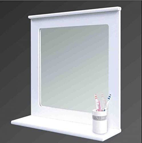 Amazon Bathroom Mirrors
 Maine White Bathroom Wood Frame Mirror Wall Mounted with