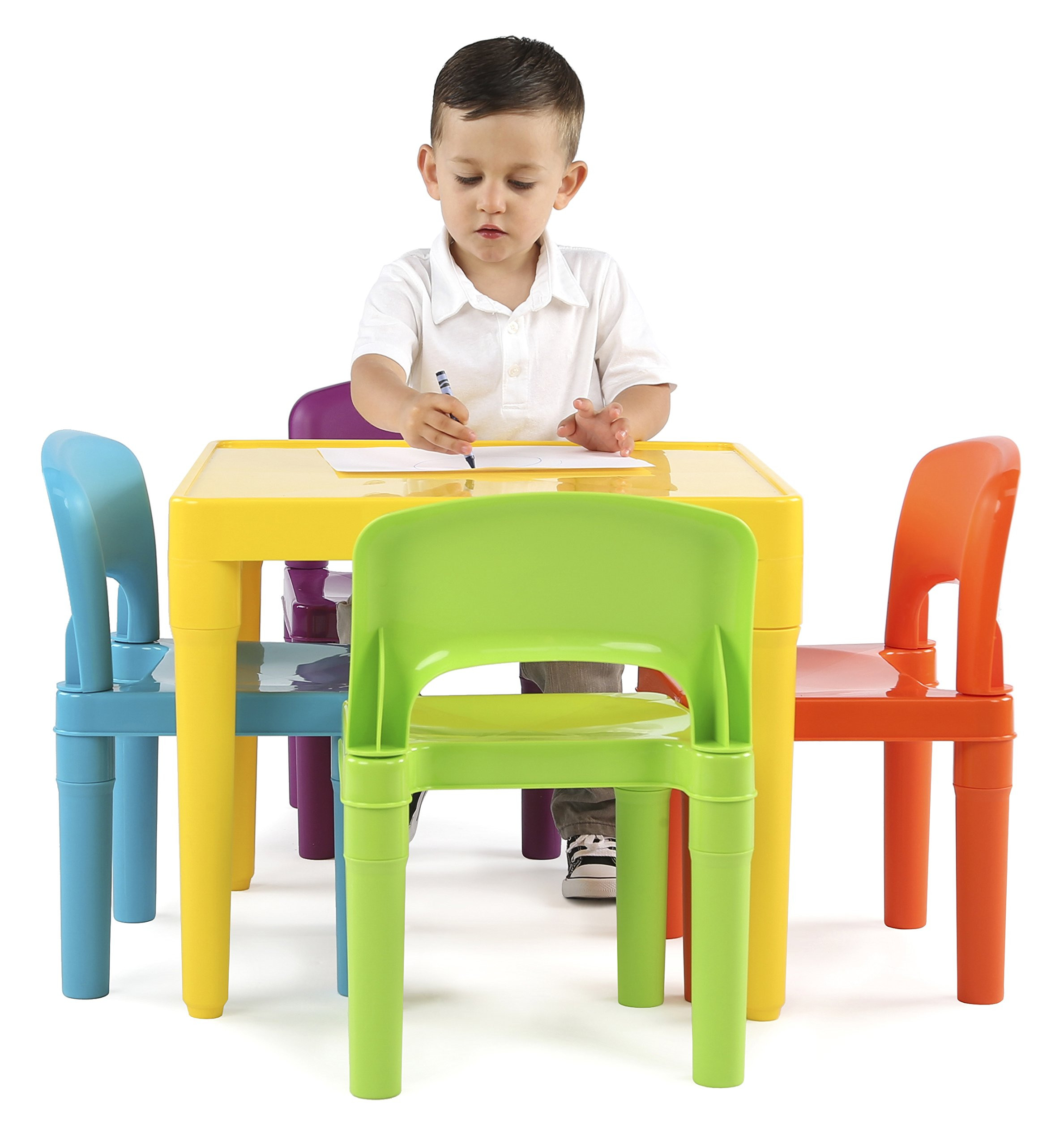 Amazon Kids Table And Chairs
 Tot Tutors Kids Plastic Table and 4 Chairs Set Vibrant