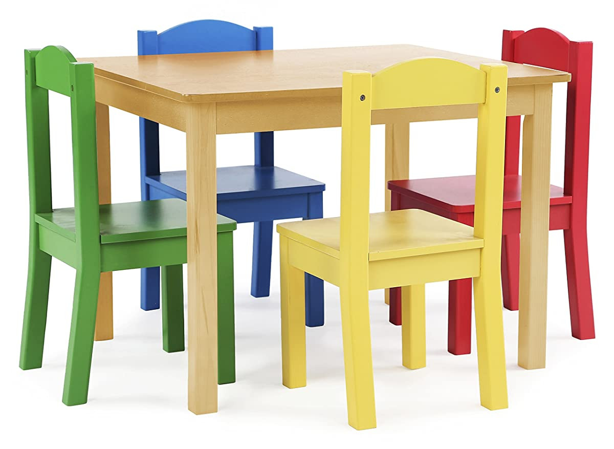 Amazon Kids Table And Chairs
 Tot Tutors Kids Wood Table and 4 Chairs Set Natural