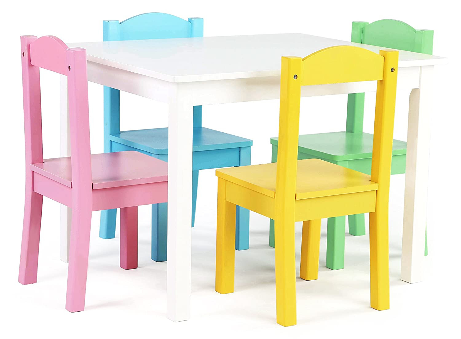 Amazon Kids Table And Chairs
 OpenBox Tot Tutors Kids Table and 4 Chair Set Pastel Wood