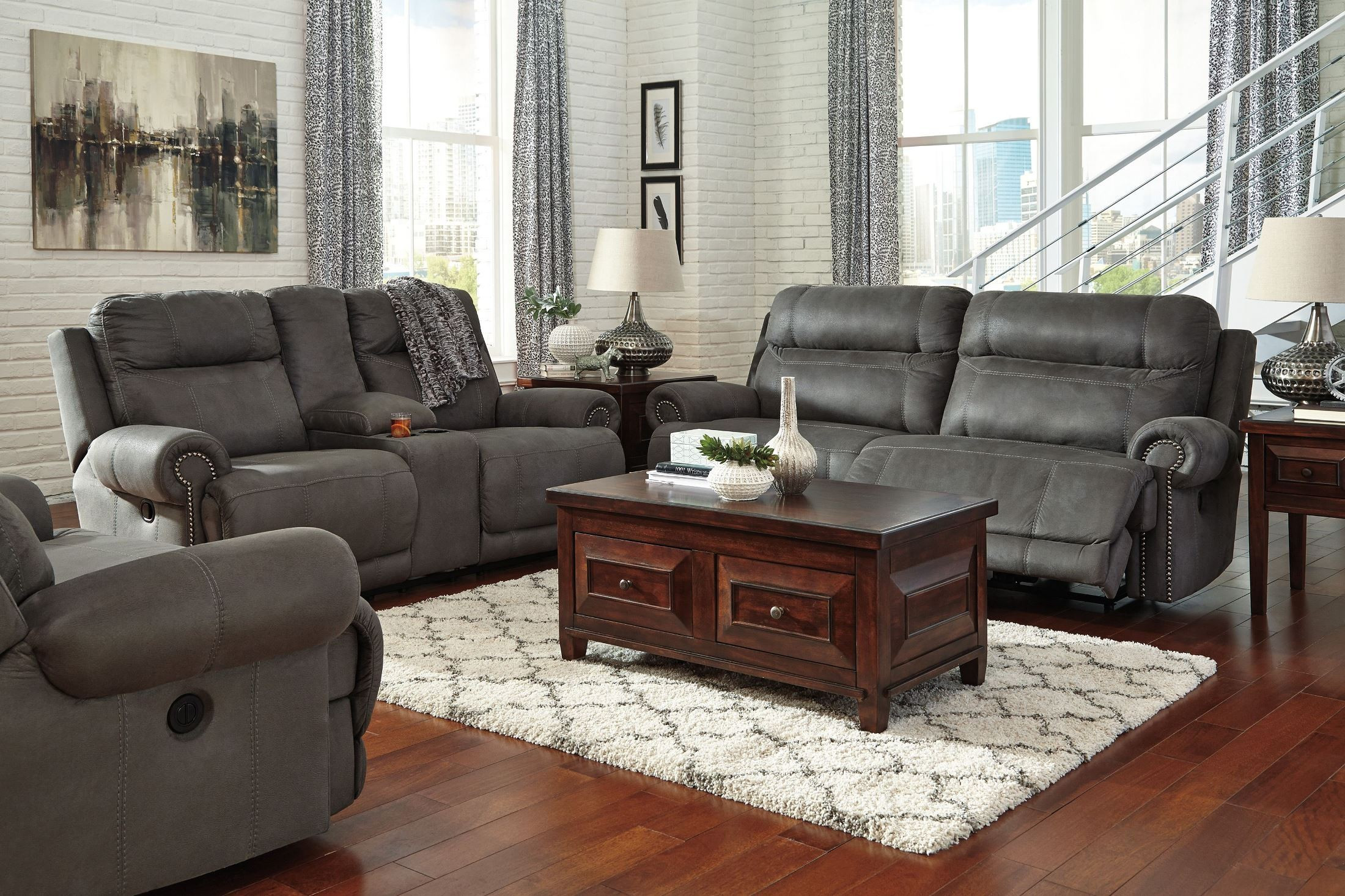 Ashley Furniture Living Room Chairs
 Austere Gray Reclining Living Room Set from Ashley