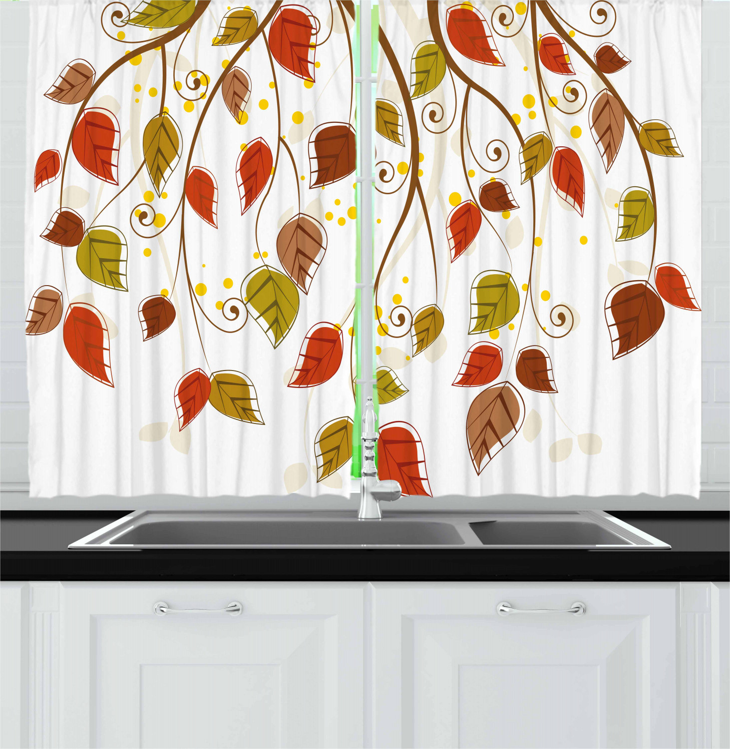 Autumn Kitchen Curtains
 Autumn Design Kitchen Curtains 2 Panel Set Window Drapes