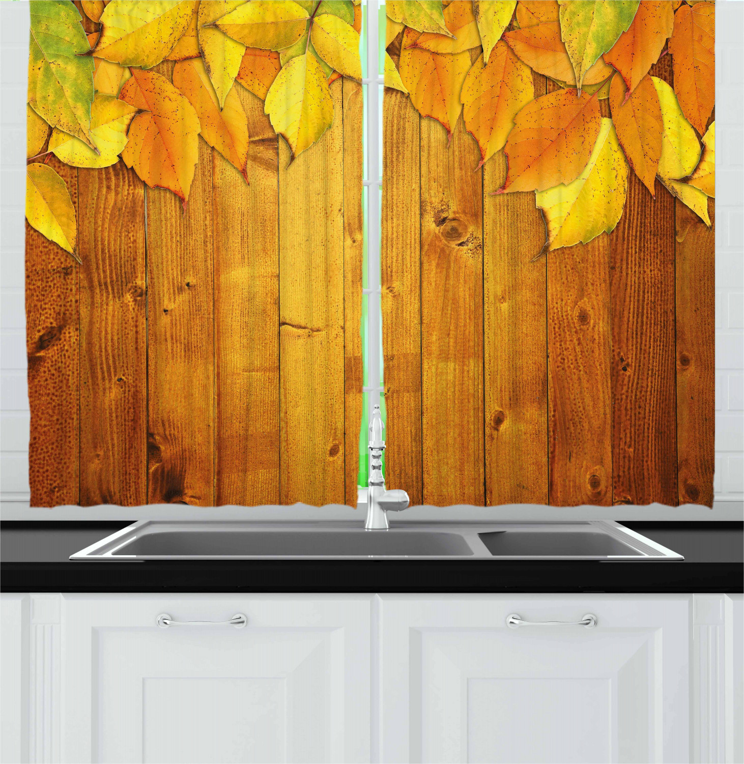 Autumn Kitchen Curtains
 Fall Kitchen Curtains 2 Panel Set Window Drapes 55" X 39