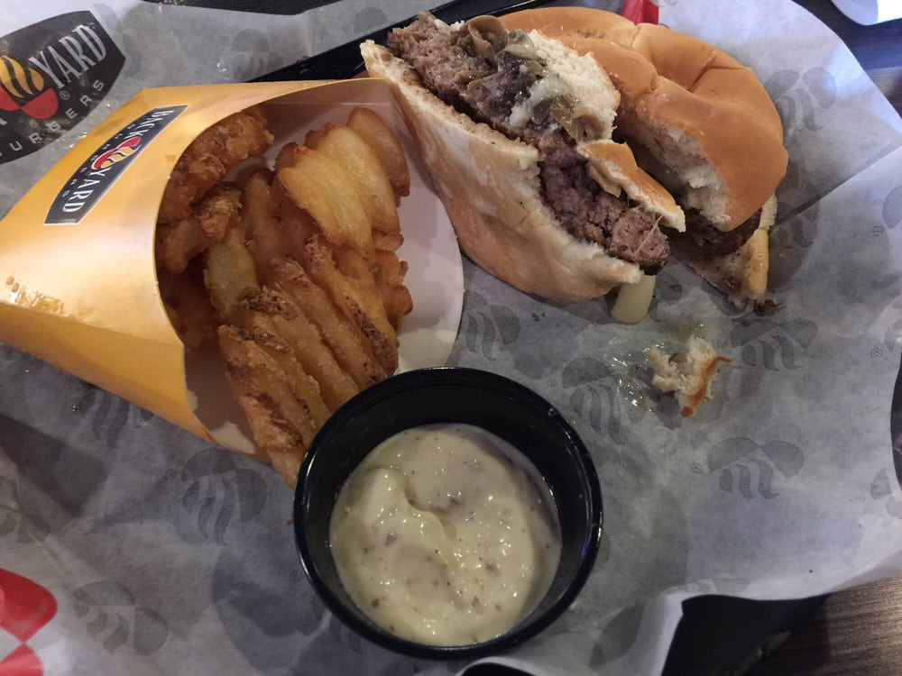 Backyard Burgers Nashville
 Mushroom Swiss with mayo on side Yelp