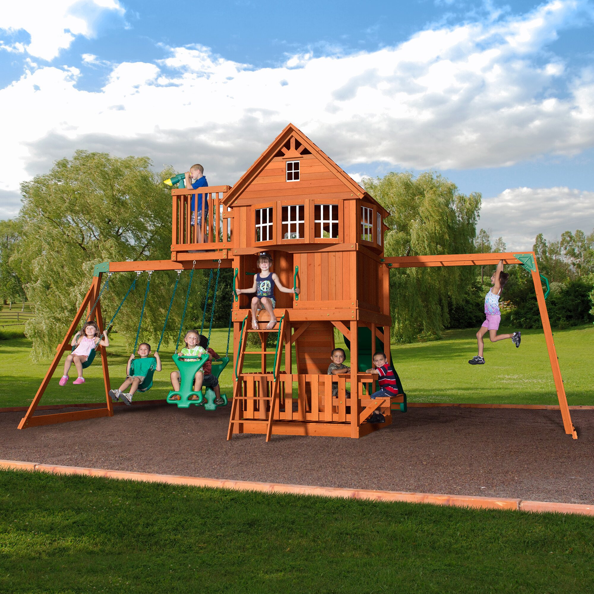 Backyard Play Sets
 Backyard Discovery Skyfort All Cedar Swing Set & Reviews