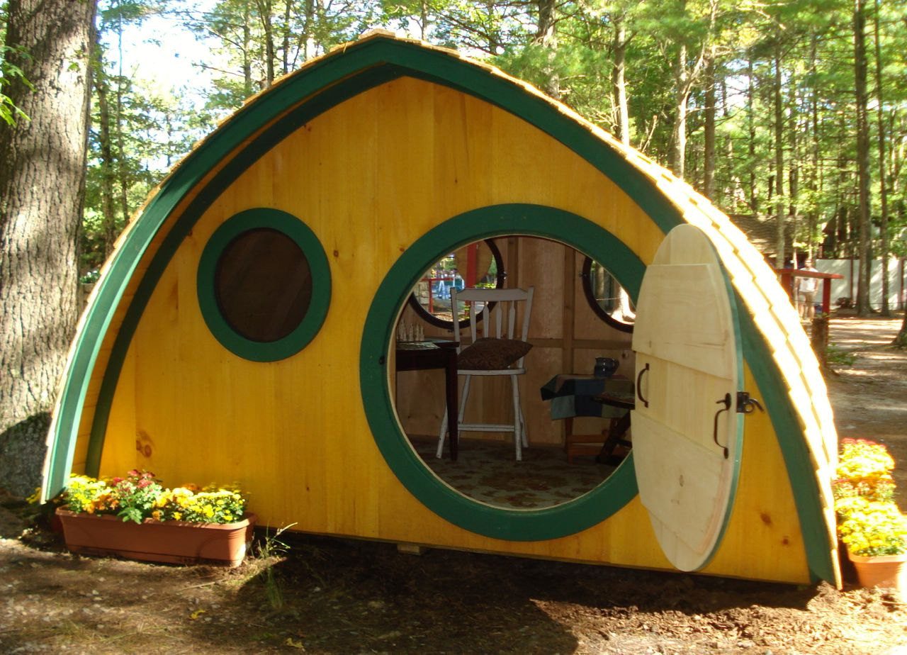 Backyard Playhouse Kits
 Hobbit Hole Playhouse Kit outdoor wooden kids clubhouse