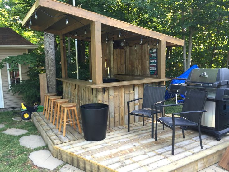 Backyard Pool Bar Ideas
 Tiki Bar Backyard Pool Bar built with old patio wood