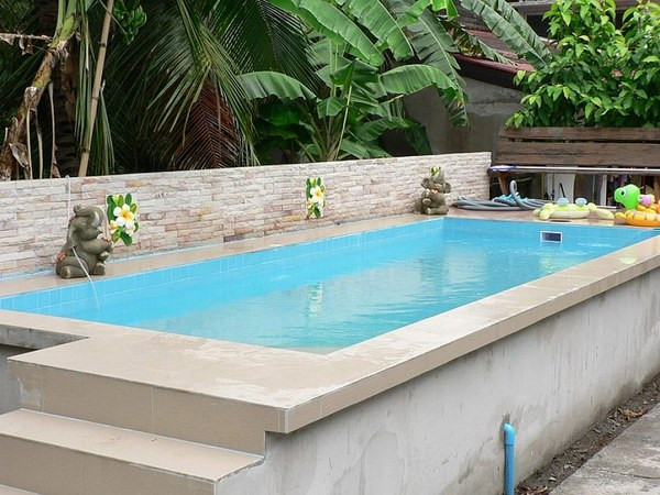Backyard Swimming Pools Above Ground
 ground pool decks – 40 modern garden swimming pool