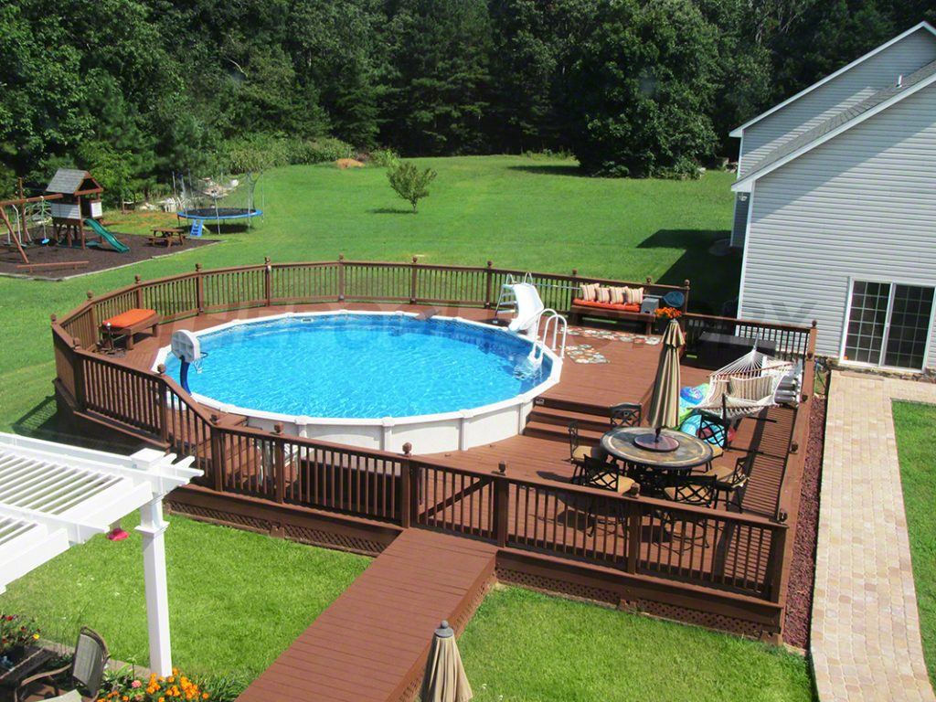 Backyard Swimming Pools Above Ground
 Pool Deck Ideas Full Deck The Pool Factory
