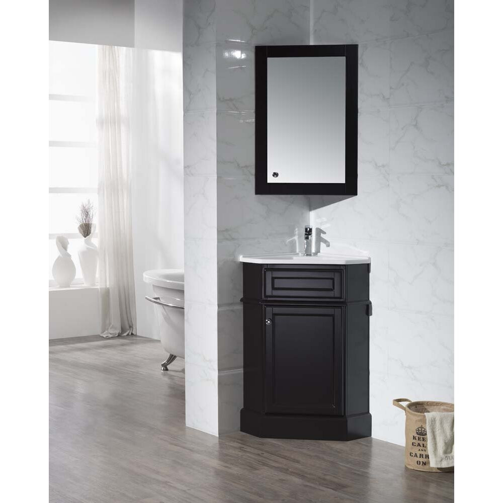 Bathroom Corner Vanity Cabinets
 26 5" Single Corner Bathroom Vanity Set with Mirror