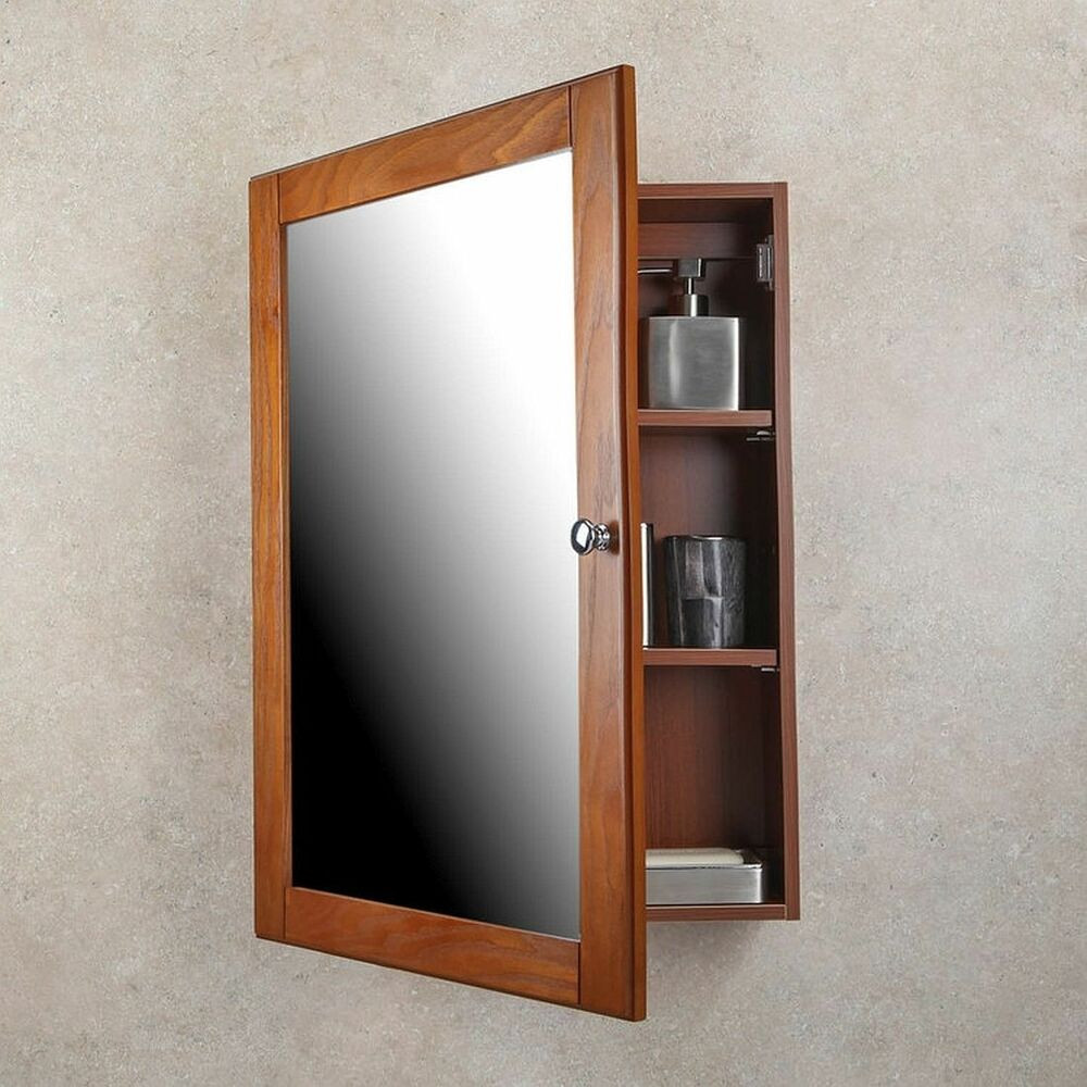 Bathroom Door Mirror
 MEDICINE CABINET Oak Finish Single Framed Mirror Door