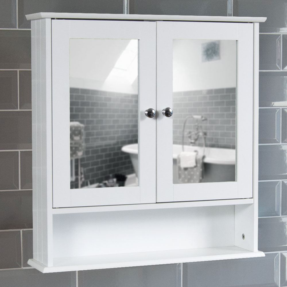 Bathroom Door Mirror
 Bathroom Wall Cabinet Double Mirror Door Wooden White