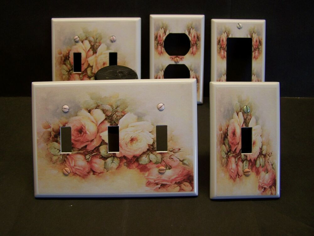 Bathroom Light With Outlet
 PINK ROSES SO SHABBY BEDROOM & BATHROOM LIGHT SWITCH OR