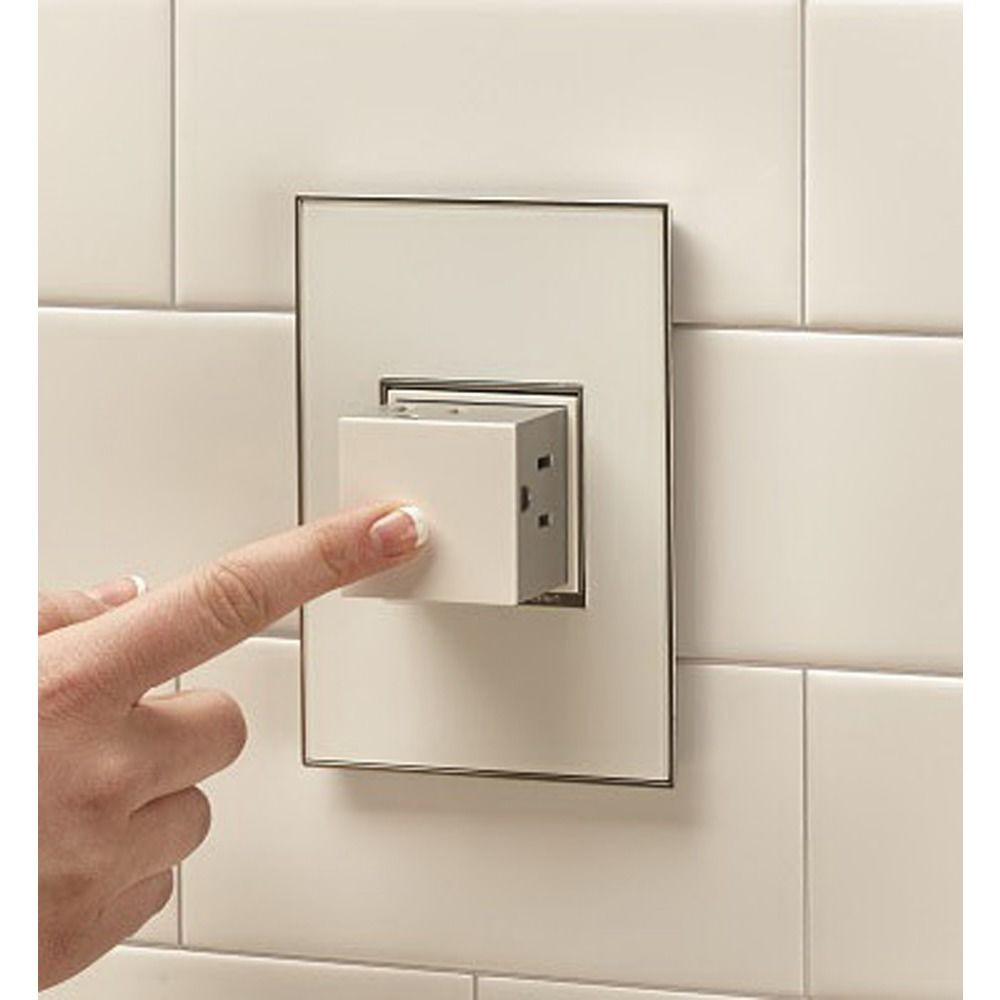Bathroom Light With Outlet
 Pop Out White Wall Power Outlet Single Gang