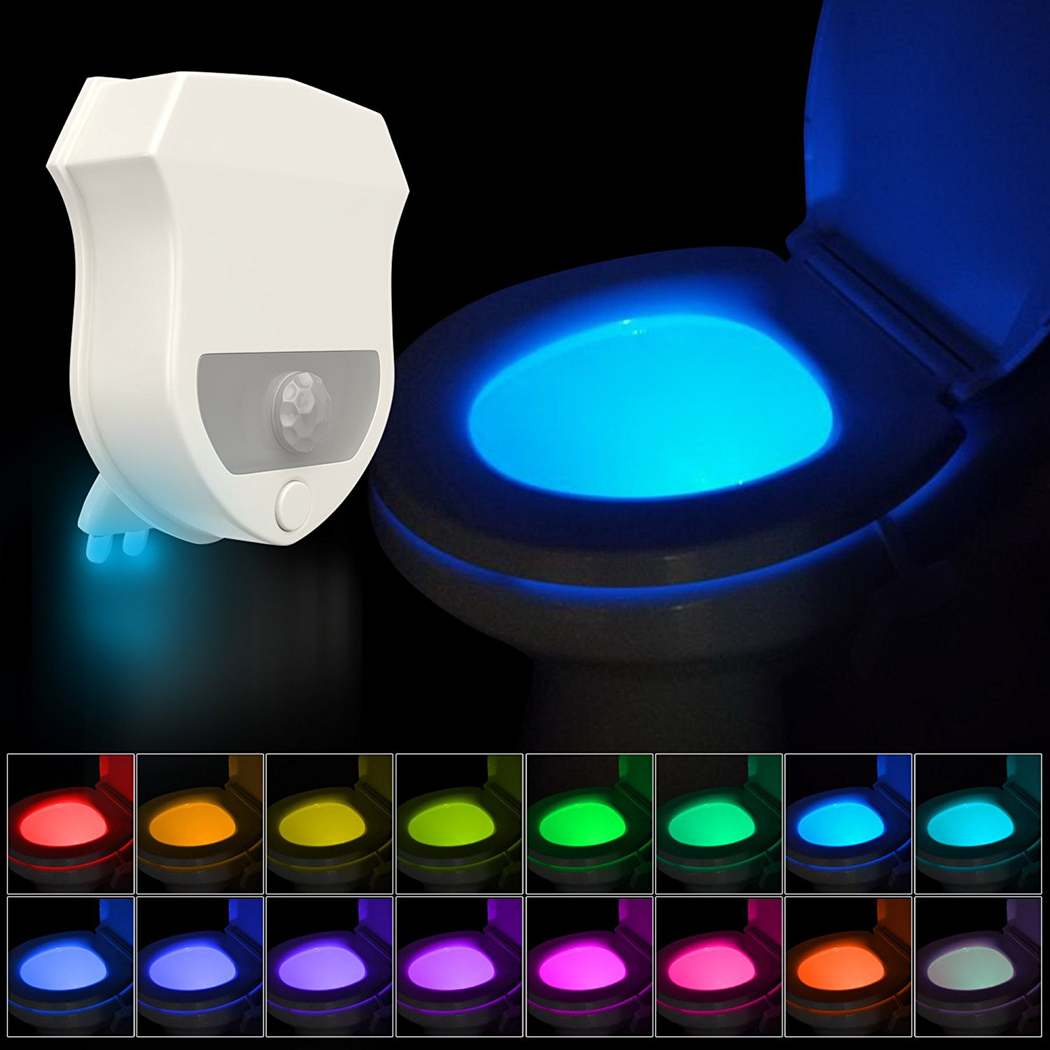 Bathroom Night Light
 16 Color Motion Activated Toilet Light Night Toilet Light