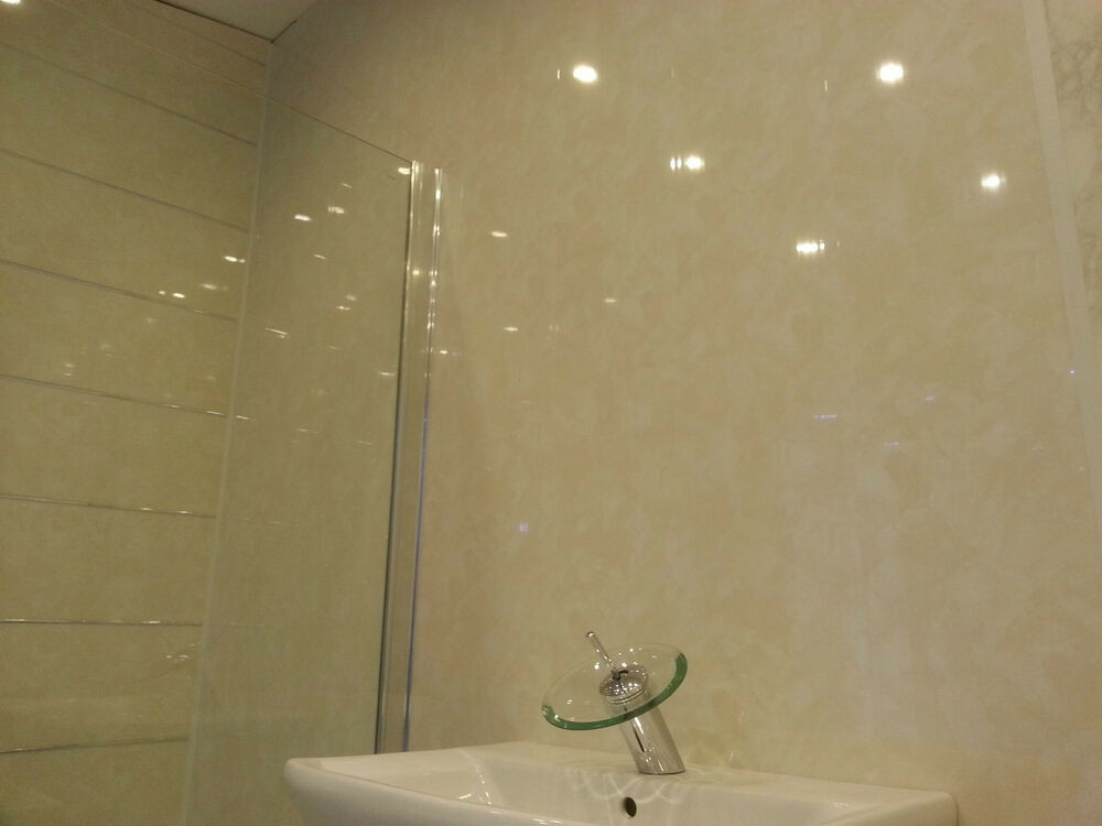 Bathroom Plastic Wall
 12 Marble Bathroom Wall Panels Beige Salmon Colour PVC