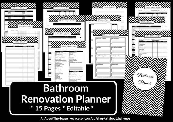 Bathroom Remodel Checklist Template
 Bathroom remodel checklist planner printable renovation