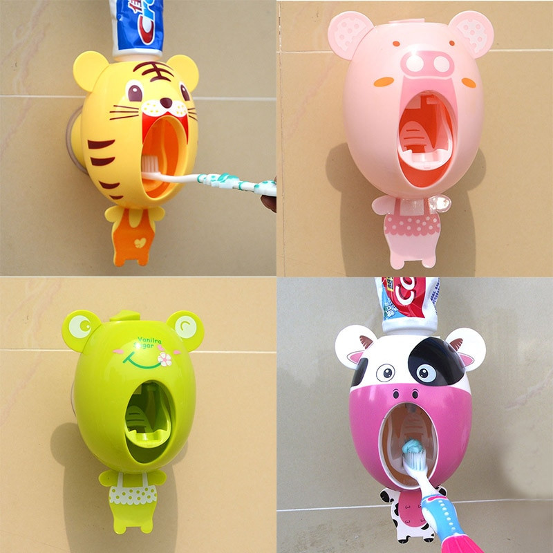 Bathroom Sets For Kids
 Cartoon Automatic Toothpaste Dispenser Wall Mount Stand
