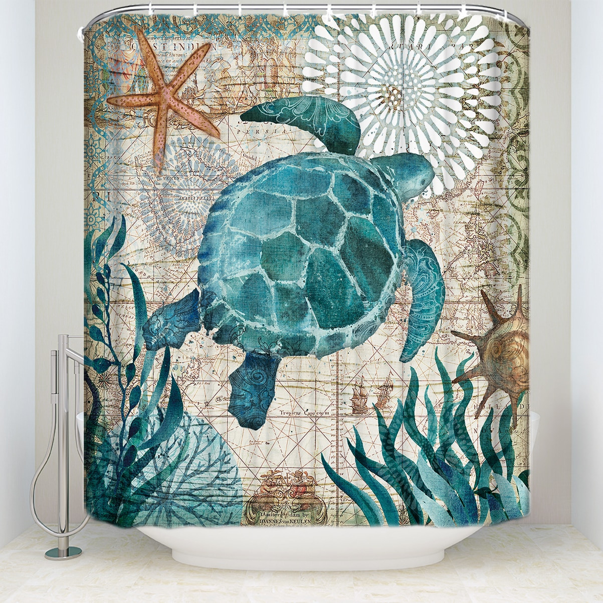 Bathroom Shower Accessories
 Fabric Shower Curtain Sea Turtle Home Decor Bathroom