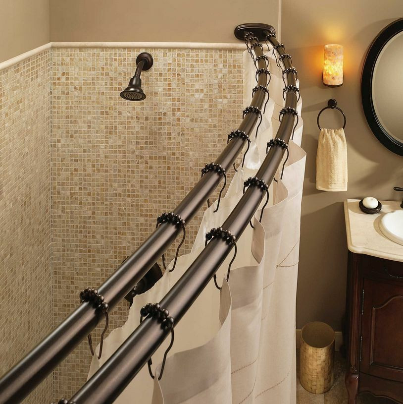 Bathroom Shower Curtain Rods
 Bronze 57 60" Double Curved Adjustable Tension Shower