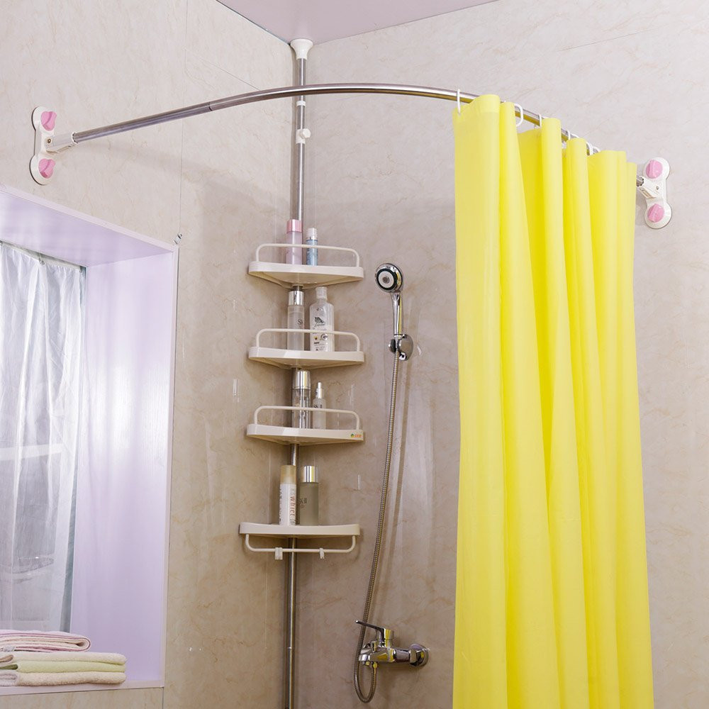 Bathroom Shower Curtain Rods
 Curved Corner Shower Curtain Rod Suction Cups Bathroom