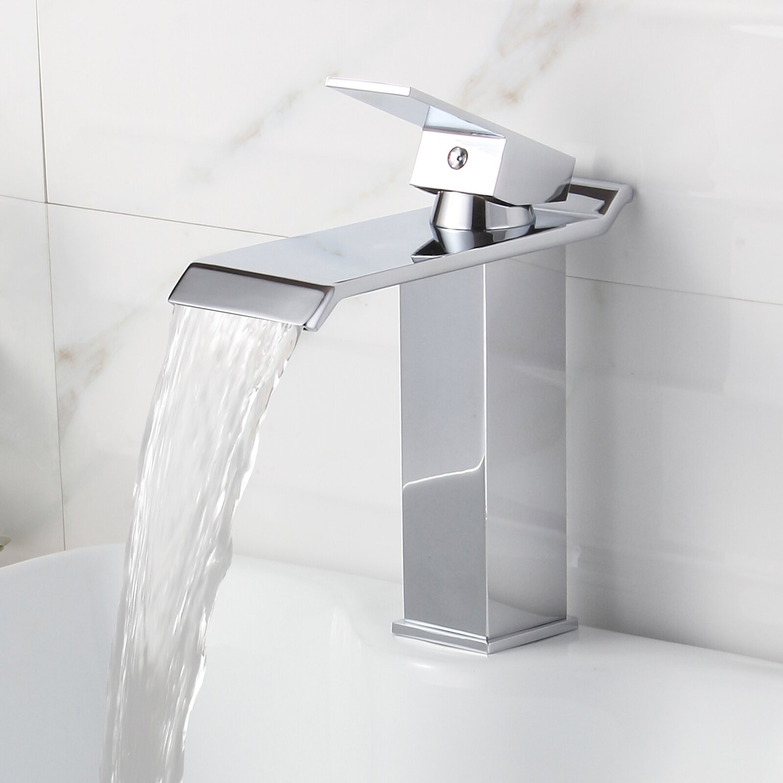 Bathroom Shower Faucets
 Elite Single Handle Bathroom Waterfall Faucet & Reviews