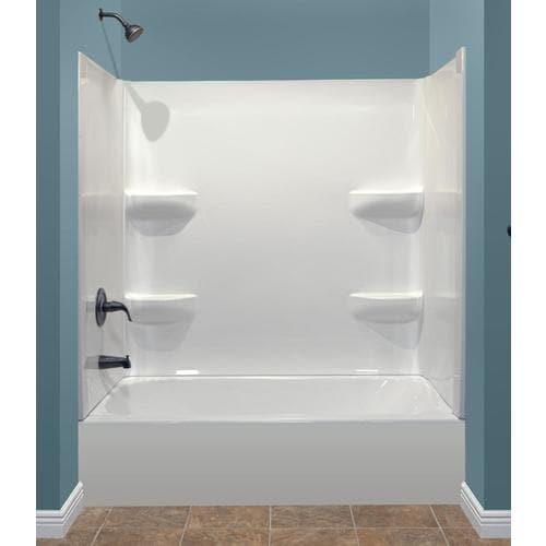 Bathroom Shower Kits
 Style Selections 54x27 White 2 Piece Bathtub Shower Kit